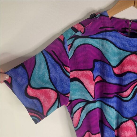 Vintage Cami Petites Multicolor Abstract Pattern Dress - Picture 4 of 16